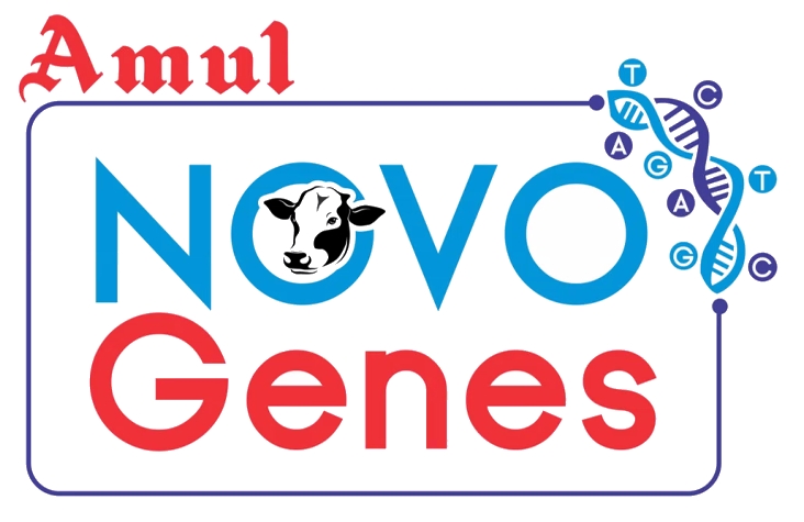 Amul Novo Genes bull breeding program logo - Kaira District Co-Operative Milk Producers' Union